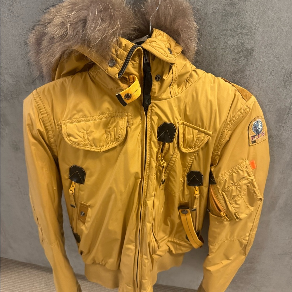 Parajumpers Yellow Quilted Jacket with Orange Drawcord
